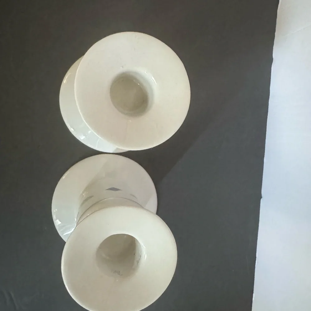 Vintage 1990’s Corning Life Styles Quilt Pair of Ceramic Candlesticks
